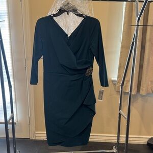 Alex Evenings Dark Teal Long Sleeve Dress